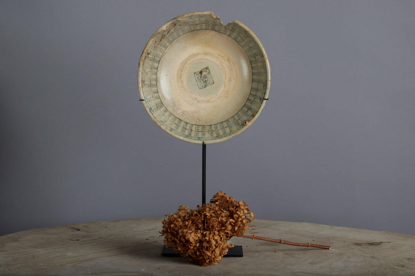 Large 19th Century Chin Dynasty Shipwreck Bowl Mounted on Stand