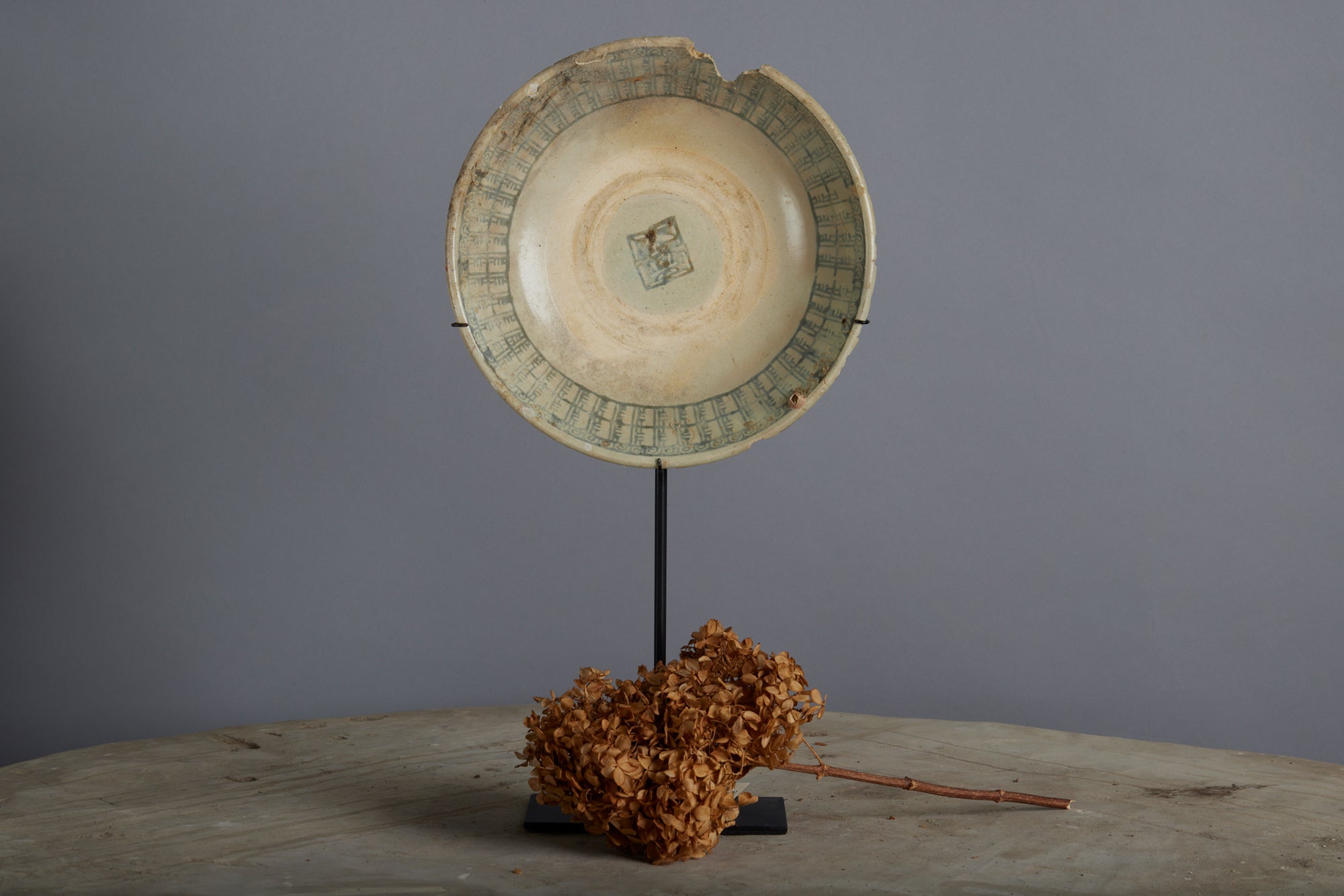 Large 19th Century Chin Dynasty Shipwreck Bowl Mounted on Stand