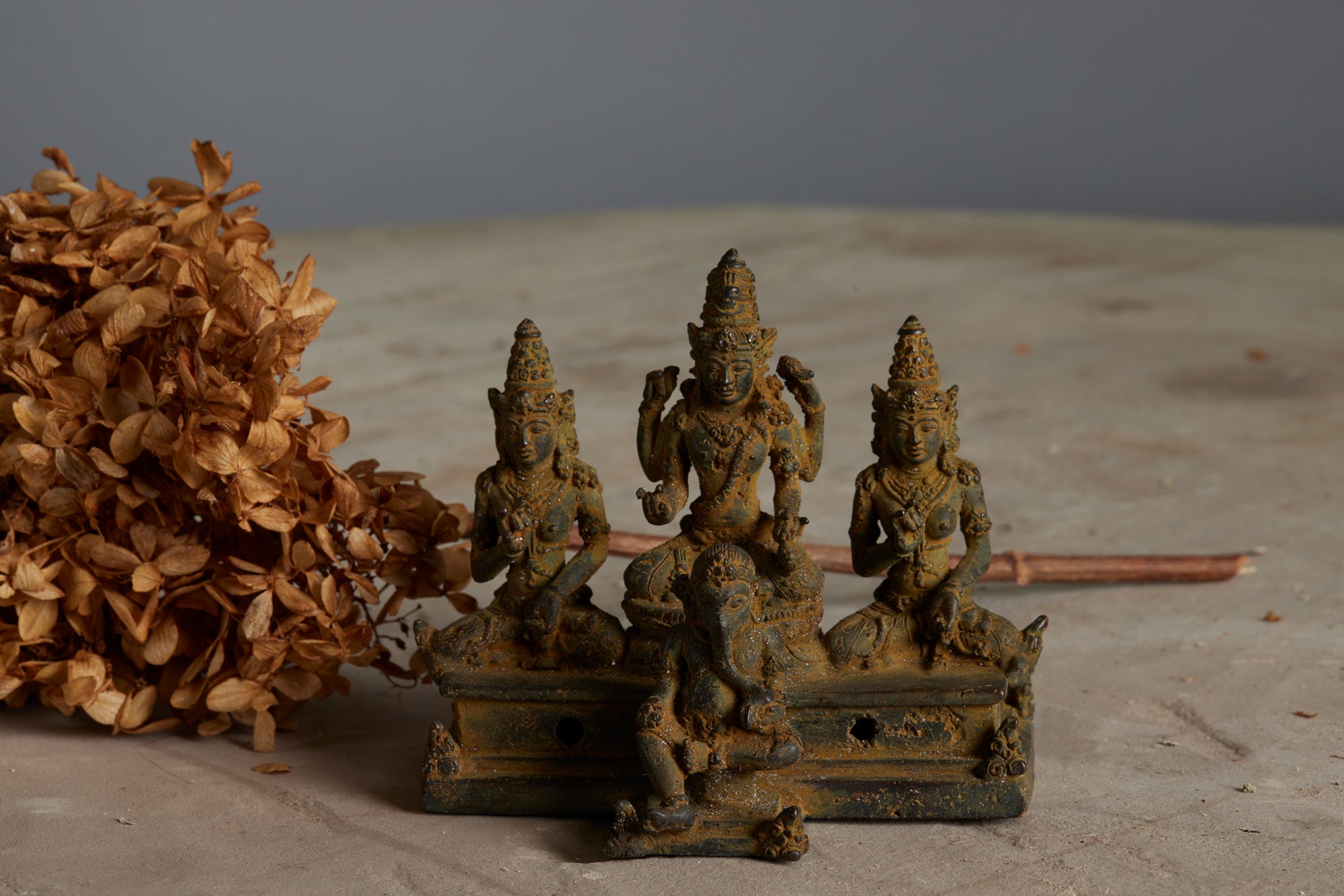 17th Century Small Bronze Buddhist Altar Group with Shiva and Ganesh from Java