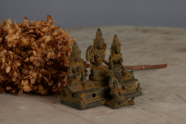 17th Century Small Bronze Buddhist Altar Group with Shiva and Ganesh from Java