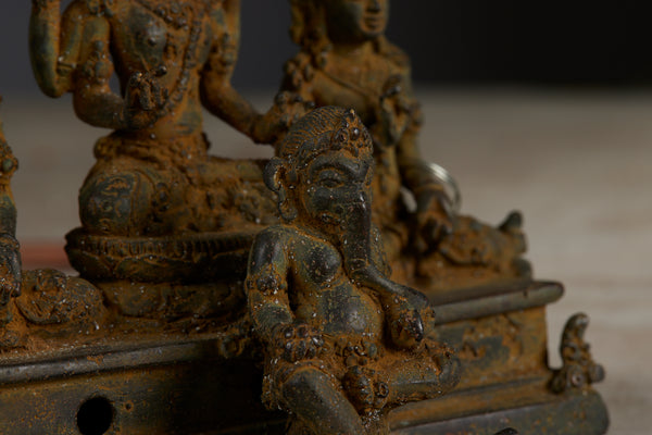 17th Century Small Bronze Buddhist Altar Group with Shiva and Ganesh from Java