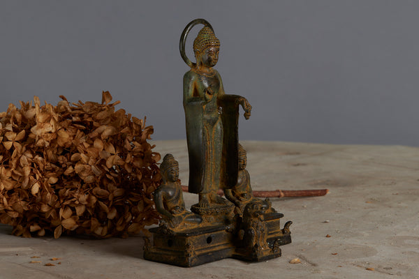 16th to 17th Century Bronze Altar Group with a Haloed Buddha in the Center