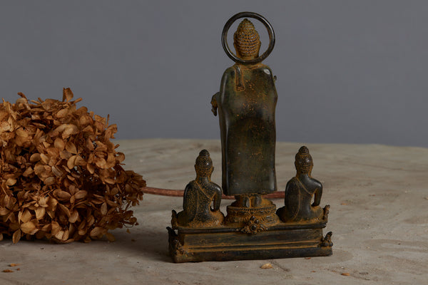 16th to 17th Century Bronze Altar Group with a Haloed Buddha in the Center