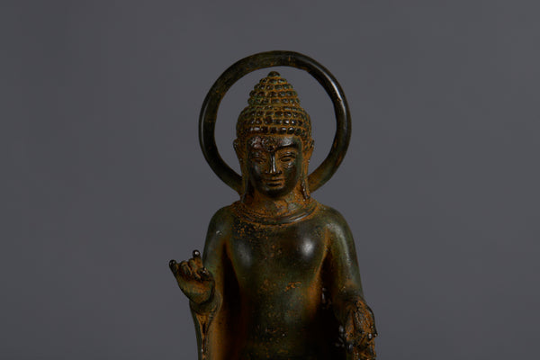 16th to 17th Century Bronze Altar Group with a Haloed Buddha in the Center
