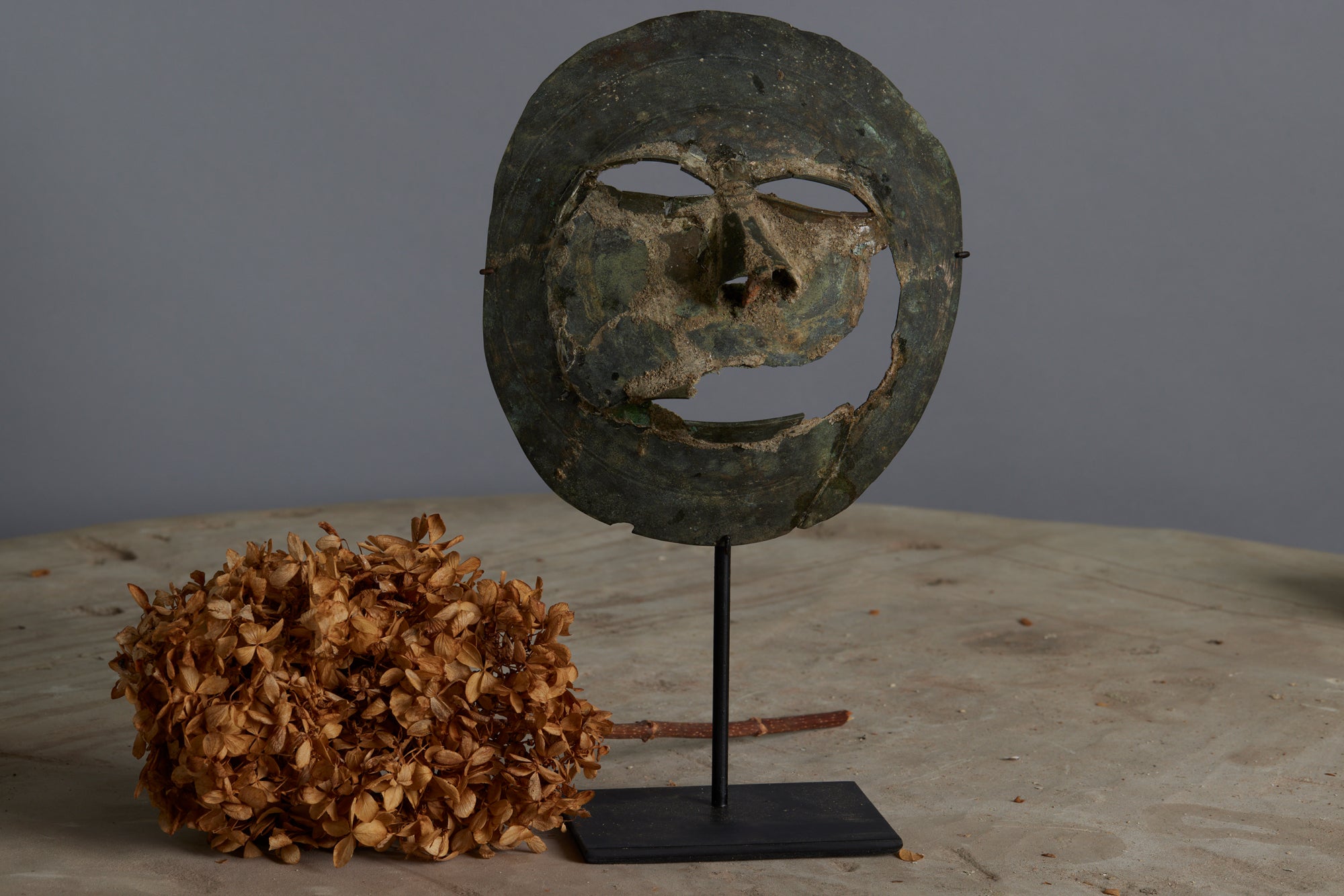 Early Bronze 15th to 16th Century Mask Found in Musi River