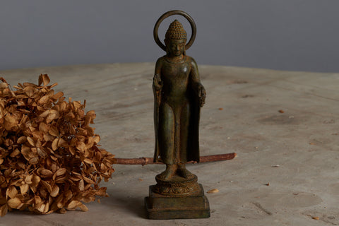Bronze 16th Century Figure of Standing Buddha with a Halo from Java