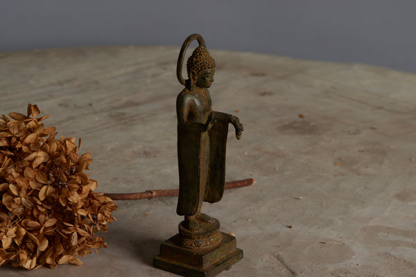 Bronze 16th Century Figure of Standing Buddha with a Halo from Java