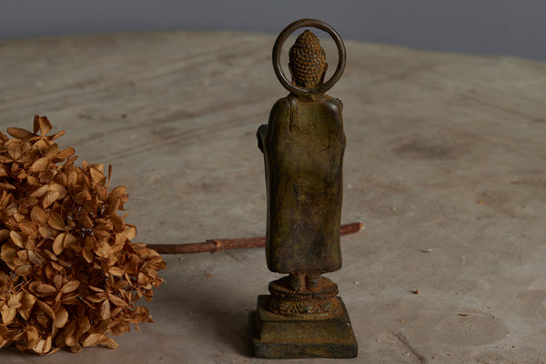 Bronze 16th Century Figure of Standing Buddha with a Halo from Java