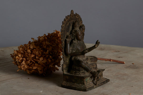 Early 16th Century Bronze Shiva Figure Seated on a Dias