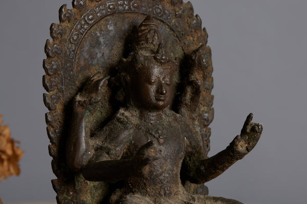 Early 16th Century Bronze Shiva Figure Seated on a Dias