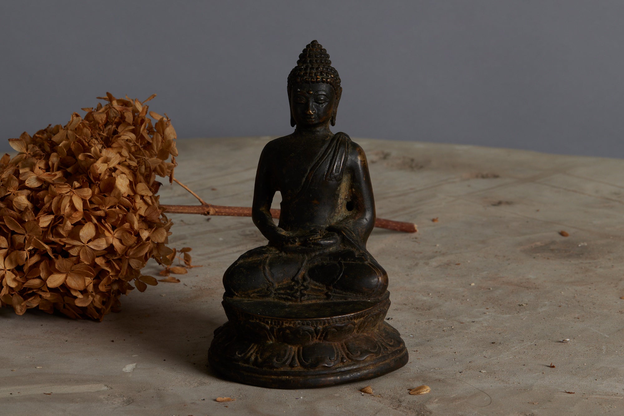 Early 15th to 16th Century Bronze Seated Buddha on a Lotus Base