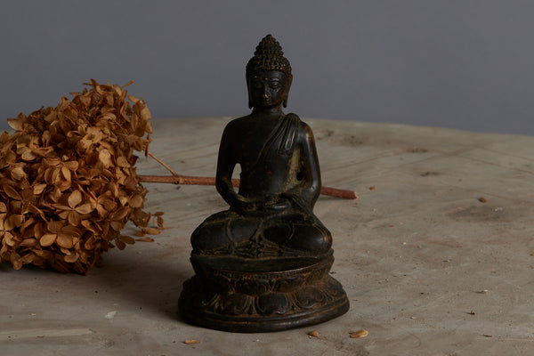 Early 15th to 16th Century Bronze Seated Buddha on a Lotus Base