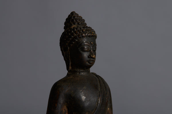 Early 15th to 16th Century Bronze Seated Buddha on a Lotus Base