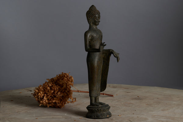 Early Large Bronze Figure of a Buddha on a Lotus Base