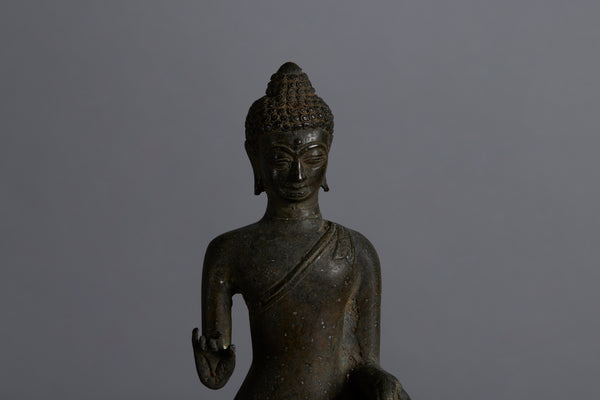 Early Large Bronze Figure of a Buddha on a Lotus Base