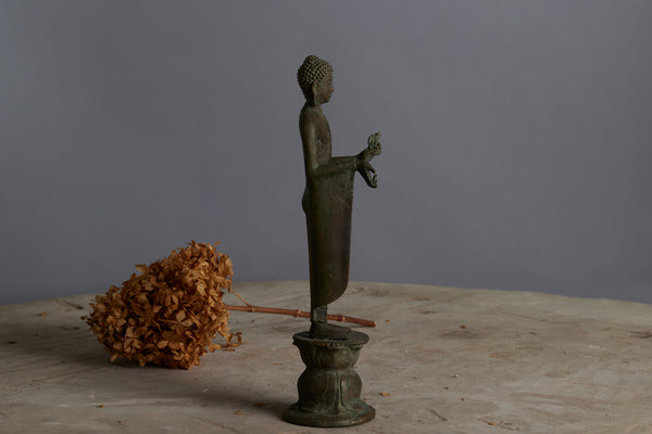 Early Tall Standing Sumatran Figure of Buddha Mounted on an Extended Lotus Base