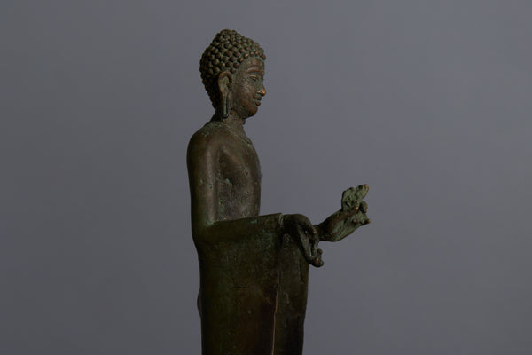 Early Tall Standing Sumatran Figure of Buddha Mounted on an Extended Lotus Base