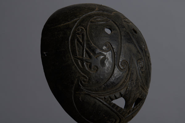 Carved Mounted Coconut Mask from Timor