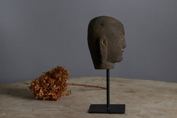 Mounted Stone Carved Head of Buddha