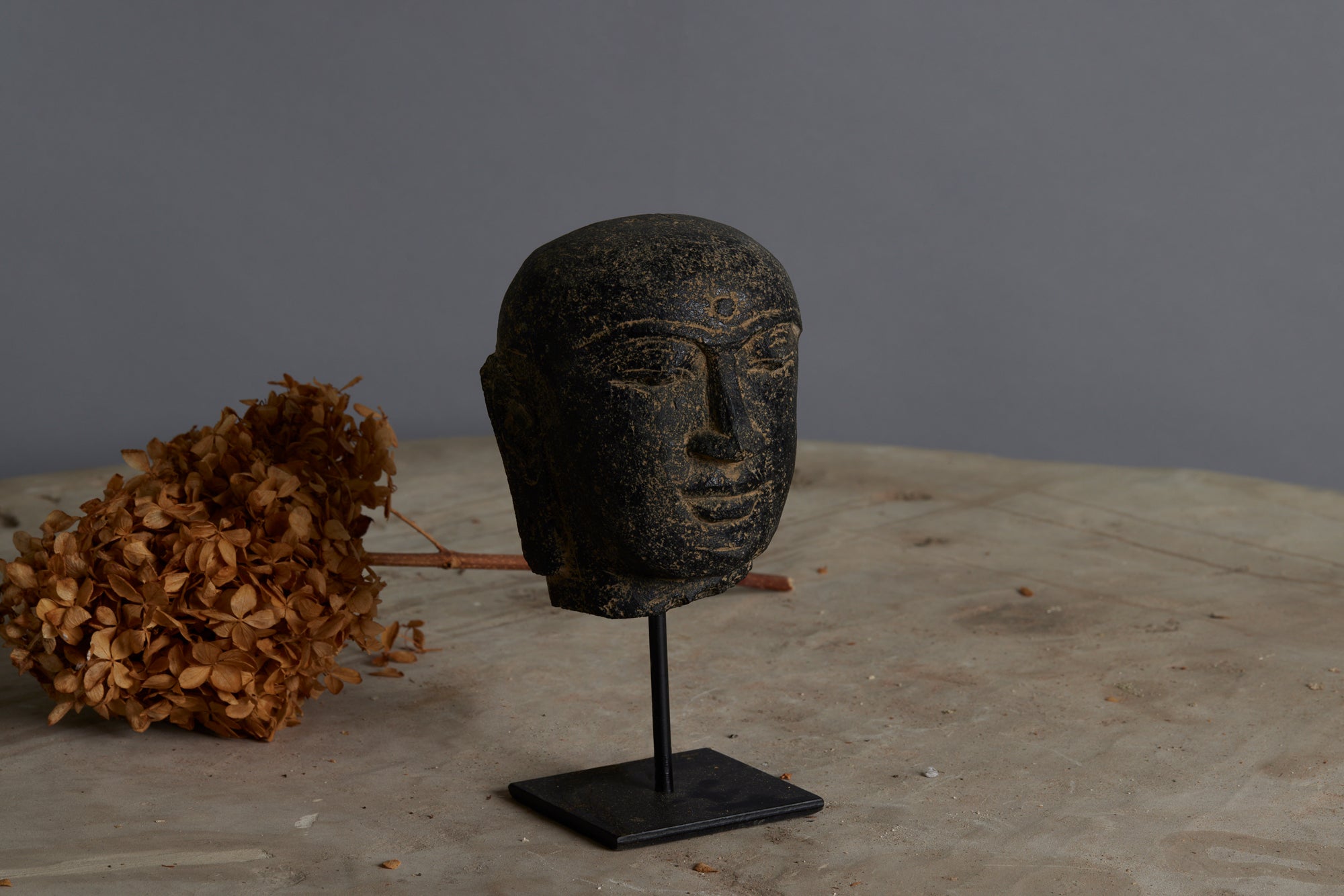 Small Stone Carved Head of Buddha