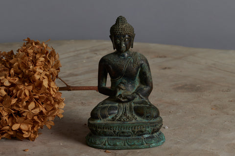 Early 16th-17th Century Cast Seated Figure of Buddha on a Lotus Base from the Island of Sumatra