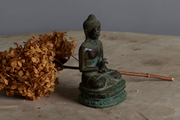 Early 16th-17th Century Cast Seated Figure of Buddha on a Lotus Base from the Island of Sumatra