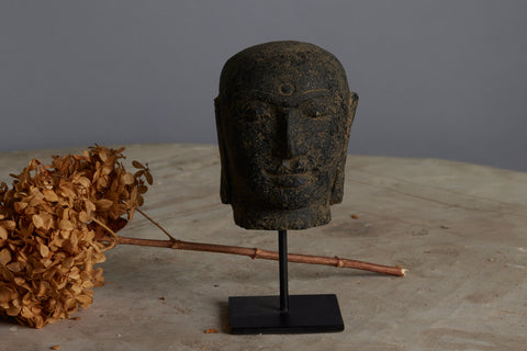 Small Stone Carved Head of Buddha