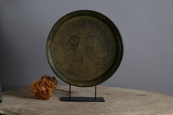 Large 17th Century Mounted Bronze Offering Tray Excavated from the Musi River in Sumatra