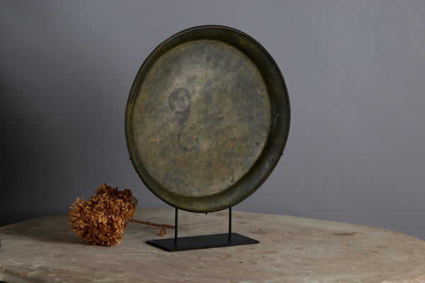 Large 17th Century Mounted Bronze Offering Tray Excavated from the Musi River in Sumatra