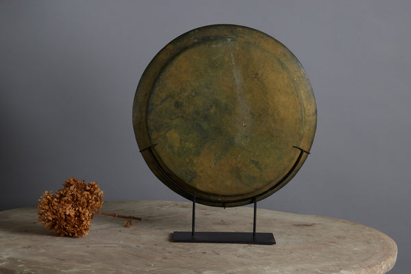 Large 17th Century Mounted Bronze Offering Tray Excavated from the Musi River in Sumatra