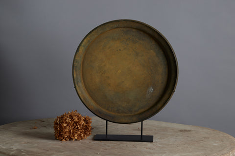 Large 17th Century Mounted Bronze Offering Tray Excavated from the Musi River in Sumatra