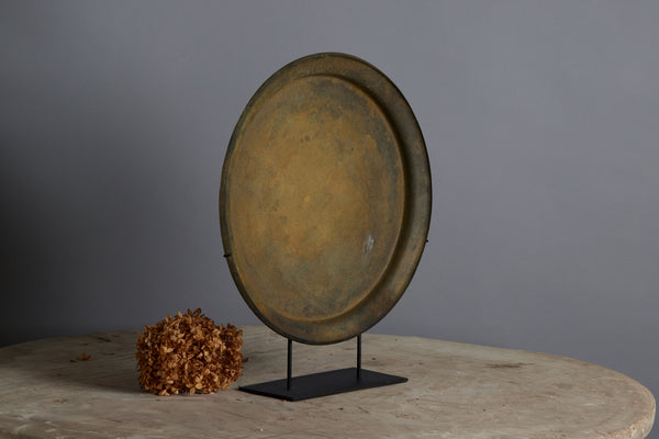 Large 17th Century Mounted Bronze Offering Tray Excavated from the Musi River in Sumatra
