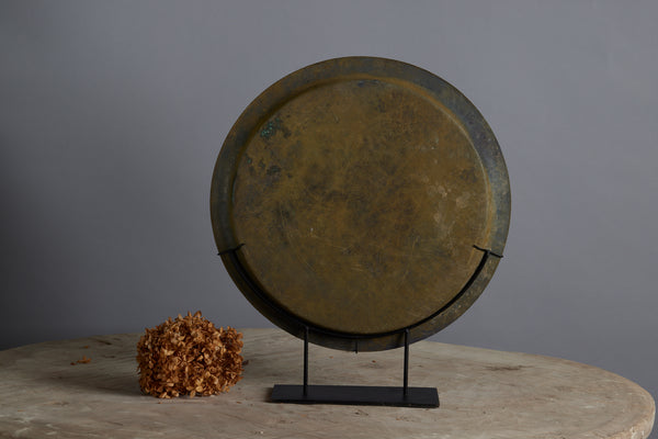 Large 17th Century Mounted Bronze Offering Tray Excavated from the Musi River in Sumatra