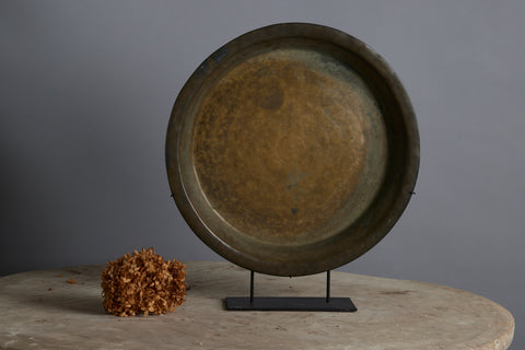 Large 17th Century Mounted Bronze Offering Tray Excavated from the Musi River in Sumatra