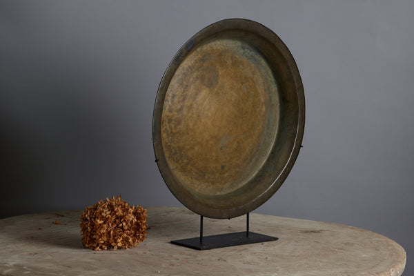 Large 17th Century Mounted Bronze Offering Tray Excavated from the Musi River in Sumatra