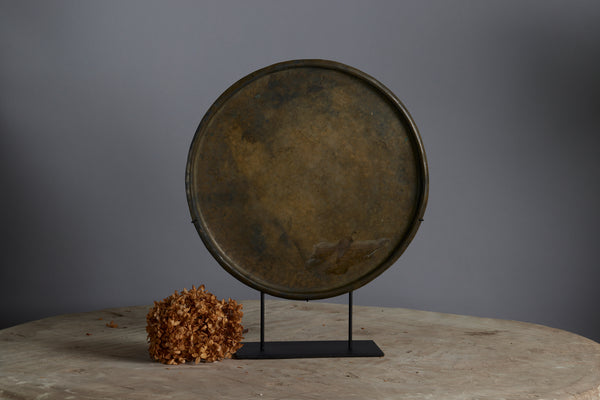 Medium 17th Century Mounted Bronze Offering Tray Excavated from the Musi River in Sumatra