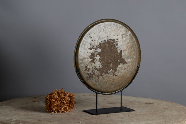 Medium 17th Century Mounted Bronze Offering Tray Excavated from the Musi River in Sumatra