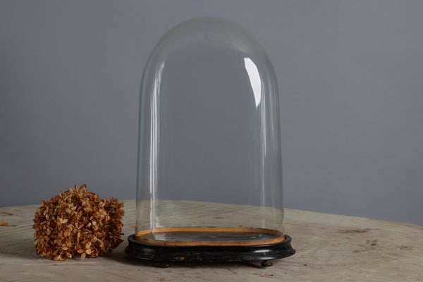 Tall Hand Blown Glass French Dome on a Base