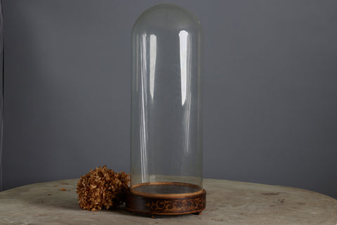 Tall Hand Blown Glass French Dome on a Charles X Base