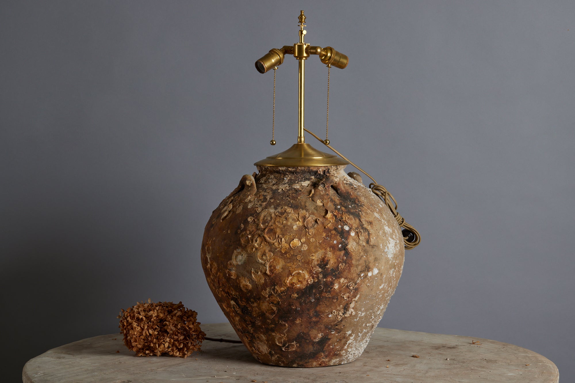 Large Shell Encrusted Sung Dynasty Shipwreck Pot as a Lamp