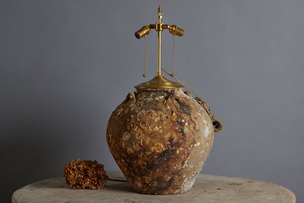 Large Shell Encrusted Sung Dynasty Shipwreck Pot as a Lamp