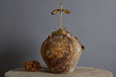 Large Shell Encrusted Sung Dynasty Shipwreck Pot as a Lamp