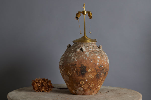 Large Shell Encrusted Sung Dynasty Shipwreck Pot made for the Spice Trade in Indonesia as a Lamp