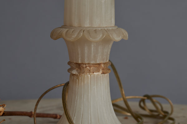 Early Pair of Italian 1910-1920 Fluted Column Alabaster Lamps