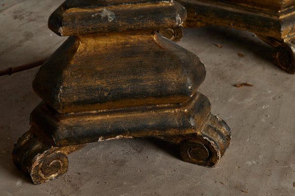 Pair of Carved End Gilt Spanish Candle Stick Lamps