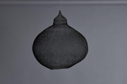 Large Gord Shaped Knit Steel Hanging Shade from the Island of Sumba