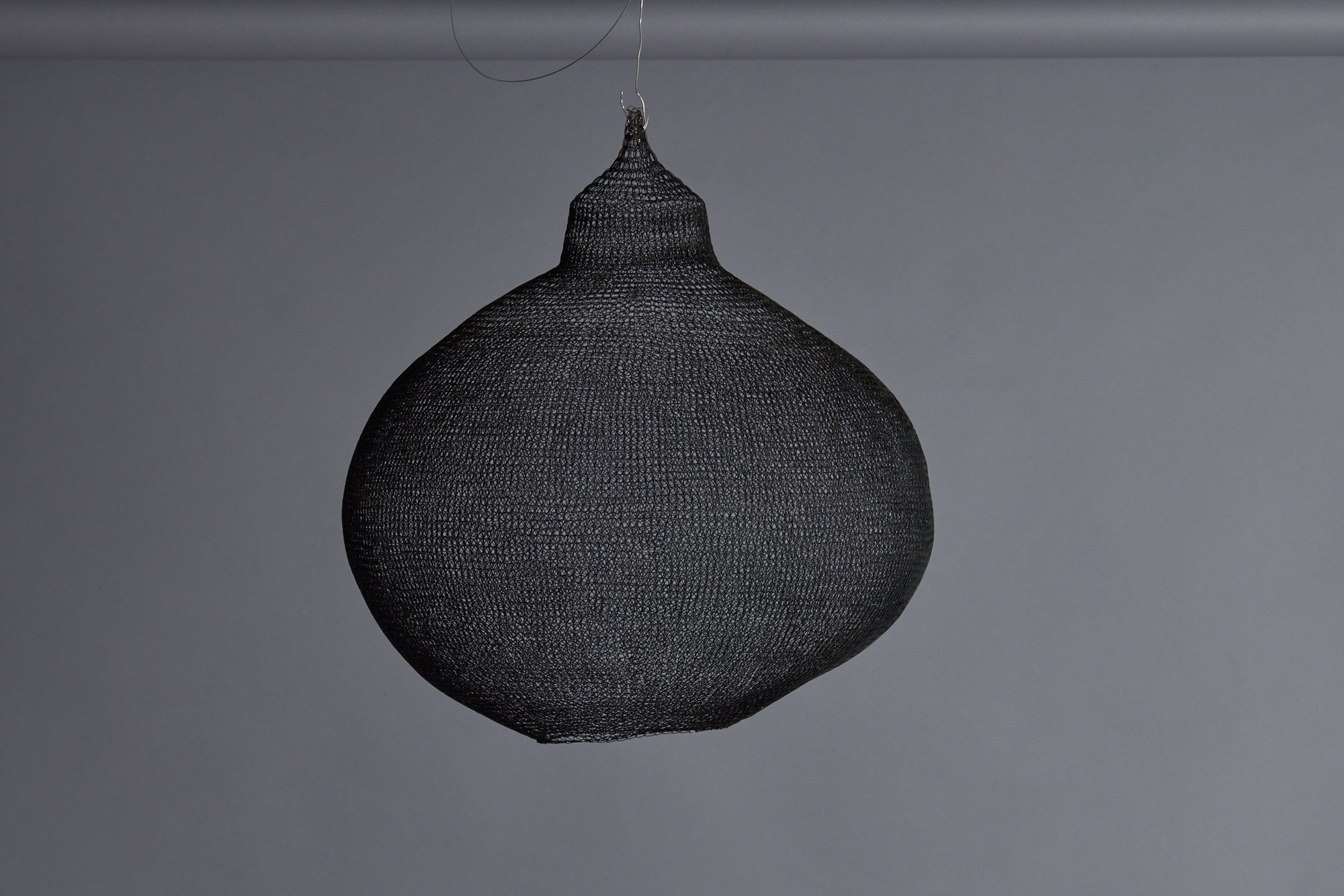 Large Gord Shaped Knit Steel Hanging Shade from the Island of Sumba