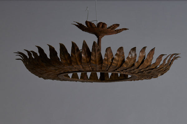 1940s Spanish Gilt Iron Ceiling Mounted Fixture