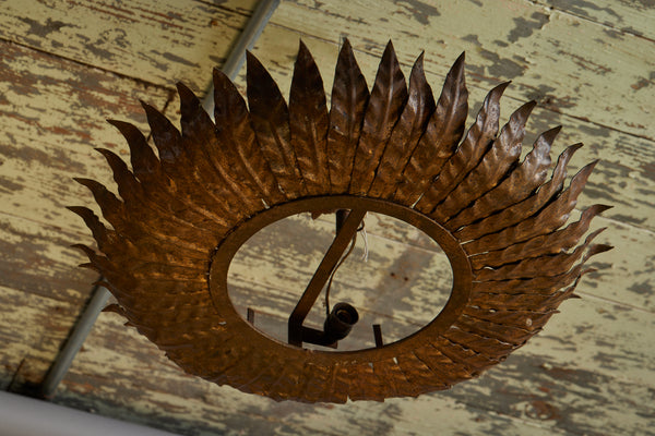 1940s Spanish Gilt Iron Ceiling Mounted Fixture