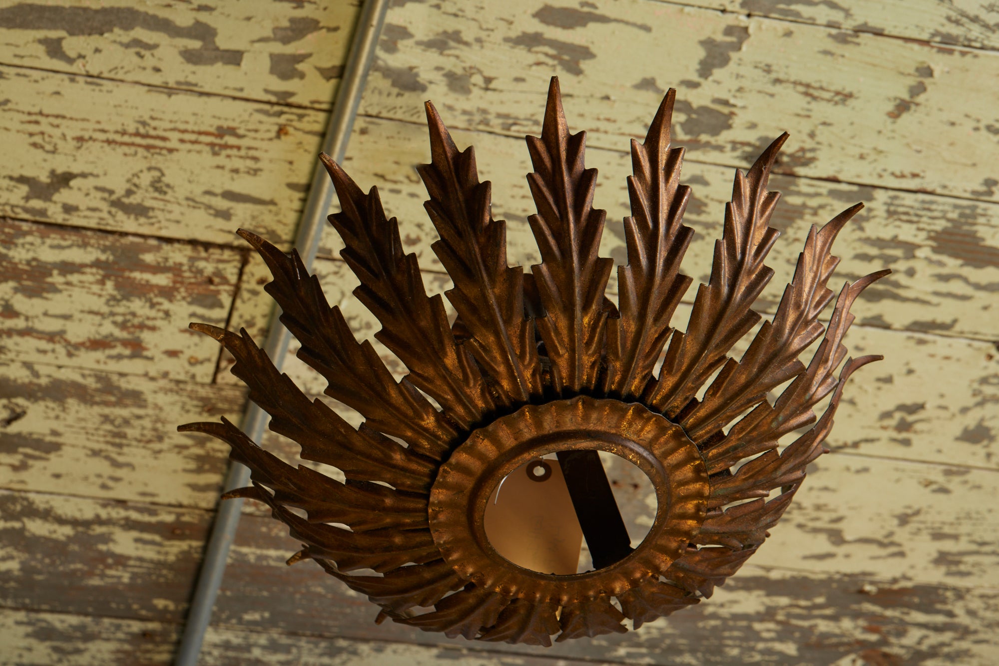 1940s Spanish Gilt Sunflower Ceiling Mounted Fixture